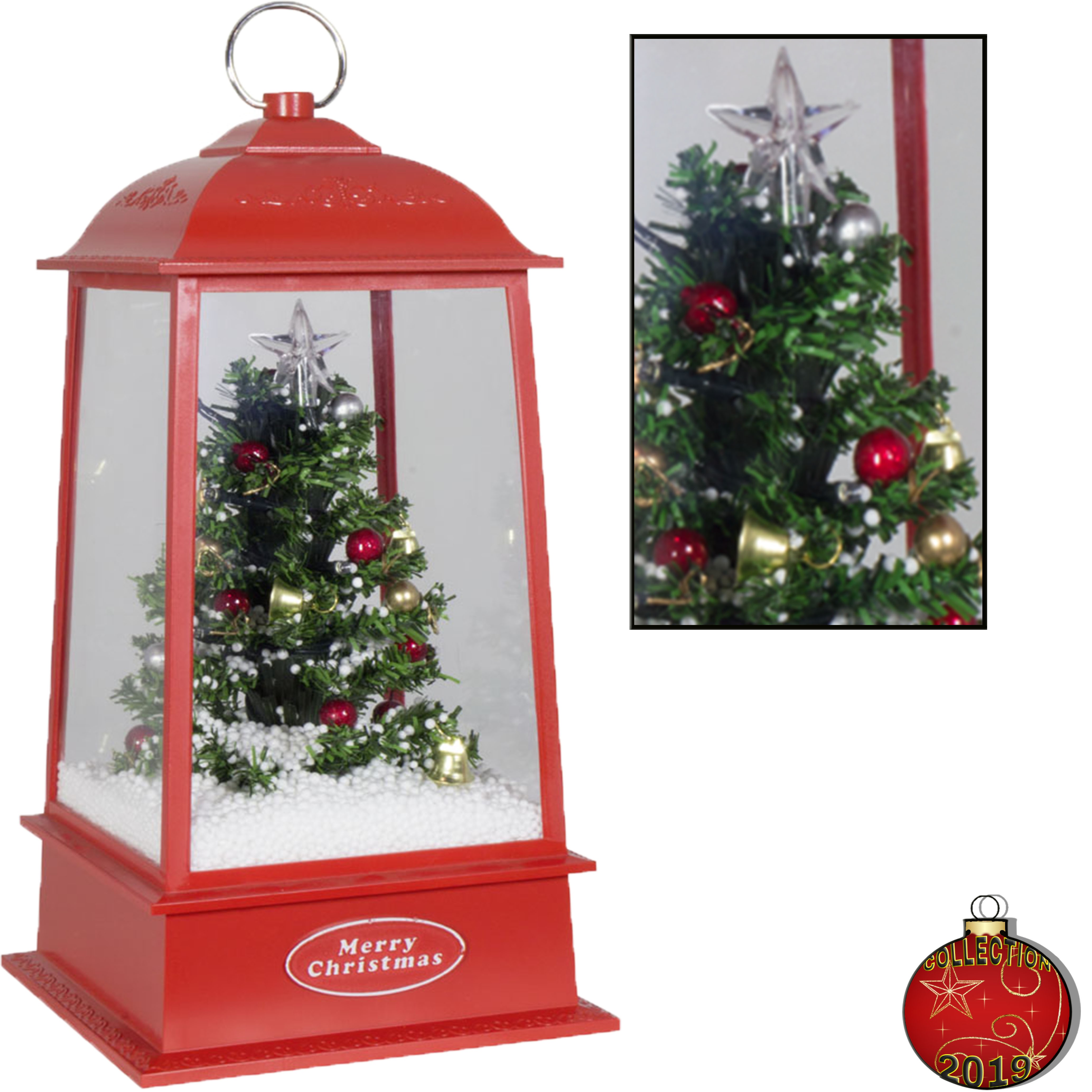 Décoration lumineuse Noël animée. Lanterne LED flocon neige musicale
