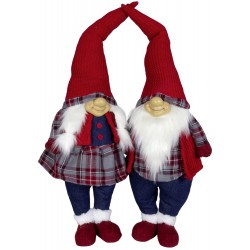 Couple de Gnomes de noël géant Adrie 60 cm