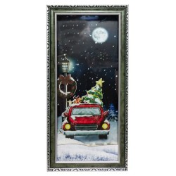 Tableau de Noël Led flocons de neige tombante 79X38 cm